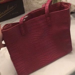 Esty Lauder tote bag- magenta pink crocodile leather